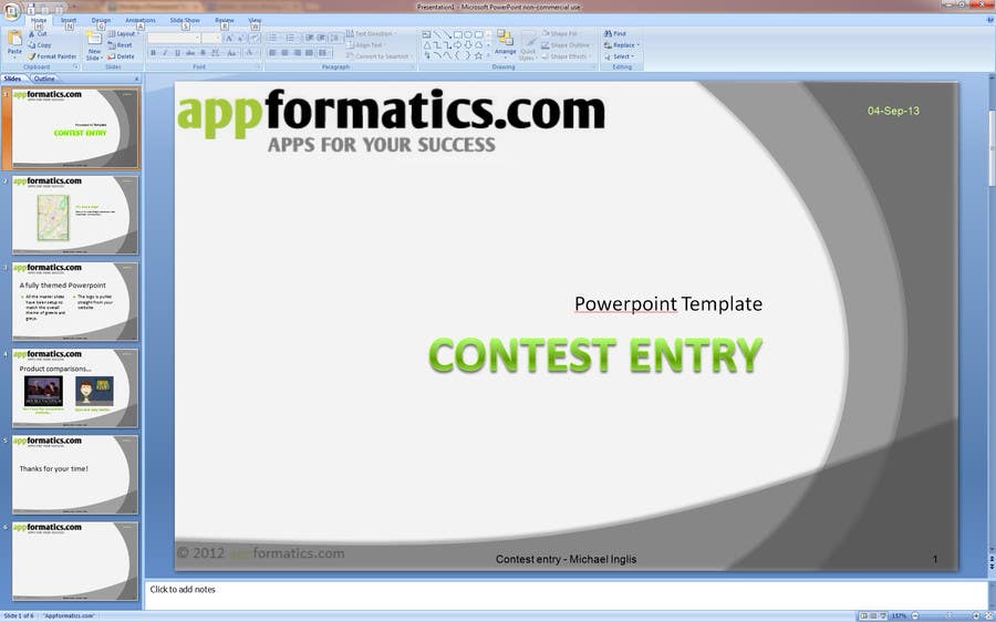 
                                                                                                                        Kilpailutyö #                                            12
                                         kilpailussa                                             Develop a Powerpoint Template
                                        