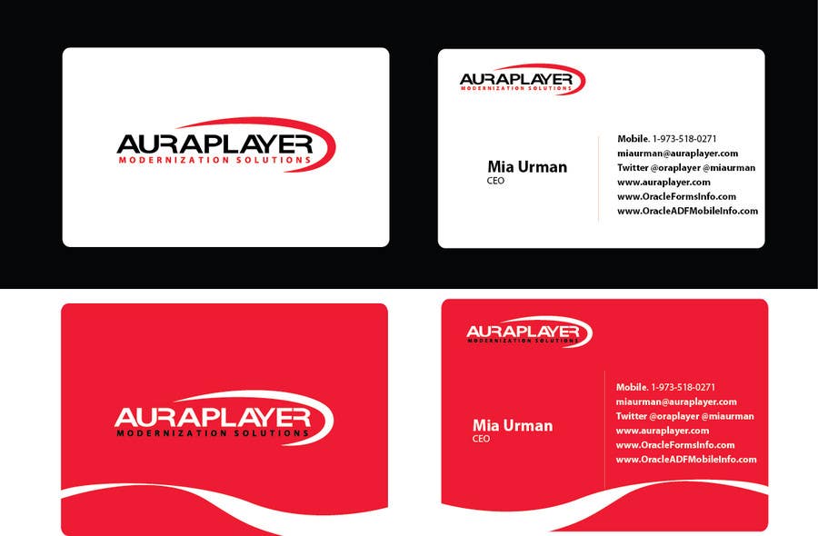 Proposition n°8 du concours                                                 Design some Business Cards for AuraPlayer
                                            