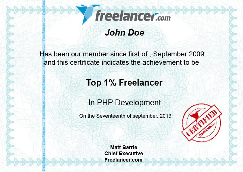 Contest Entry #13 for                                                 Design Freelancer.com's new Achievement Certificate
                                            