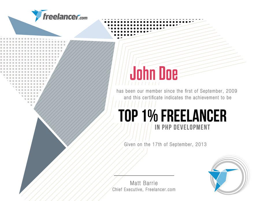Proposition n°23 du concours                                                 Design Freelancer.com's new Achievement Certificate
                                            