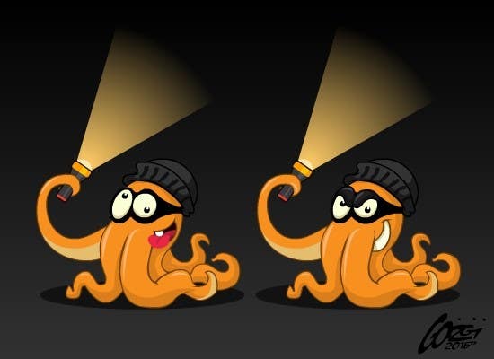 ผลงานการประกวด #5 สำหรับ                                                 Design a bandit mask wearing octopus!
                                            