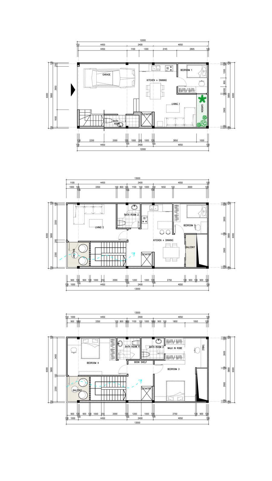 Proposta in Concorso #10 per                                                 House Plan for a small space: Ground Floor + 2 floors
                                            