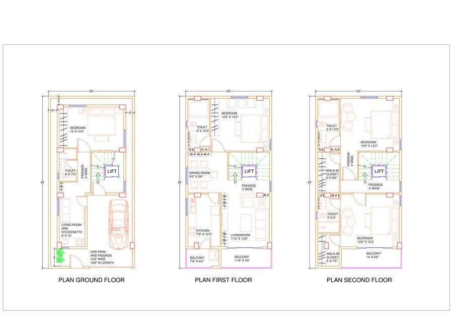 Natečajni vnos #47 za                                                 House Plan for a small space: Ground Floor + 2 floors
                                            