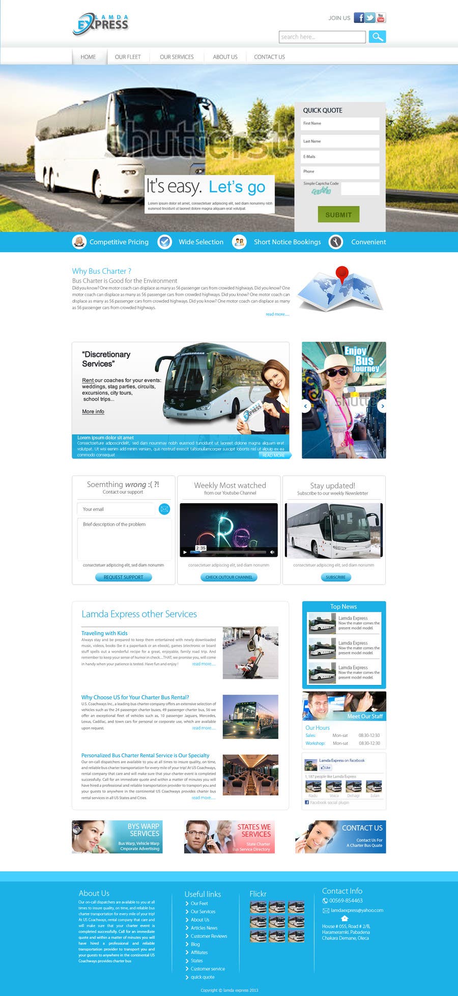 Intrarea #14 pentru concursul „                                                Design a Website and inside pages Mockup and Logo for Bus Rental Company
                                            ”