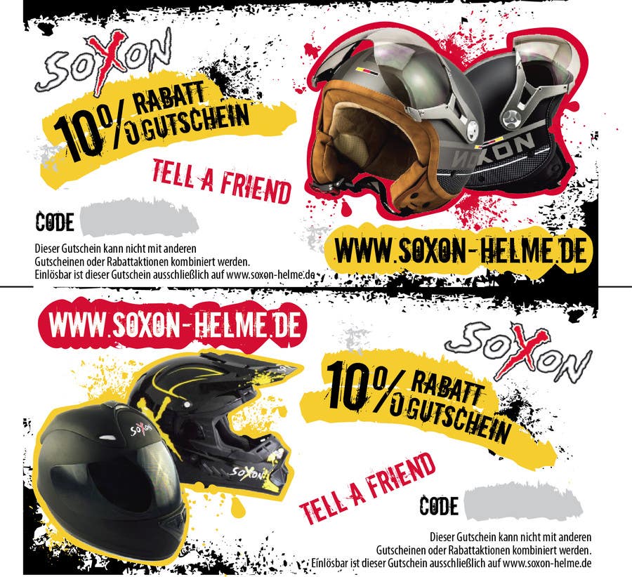 
                                                                                                                        Contest Entry #                                            1
                                         for                                             Voucher Design graphic front & Back for helmet brand Size: 7x14cm
                                        