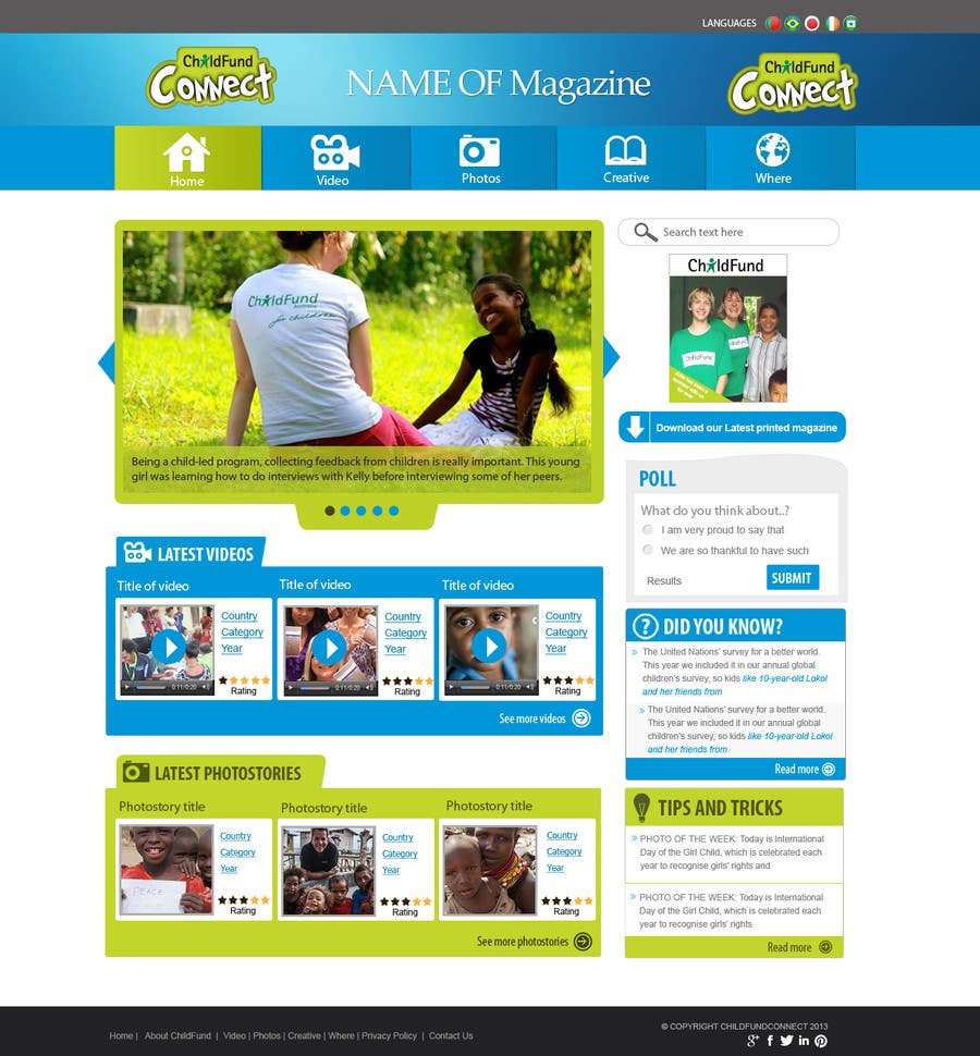Proposition n°2 du concours                                                 Design a Website Mockup for educational online magazine for children
                                            