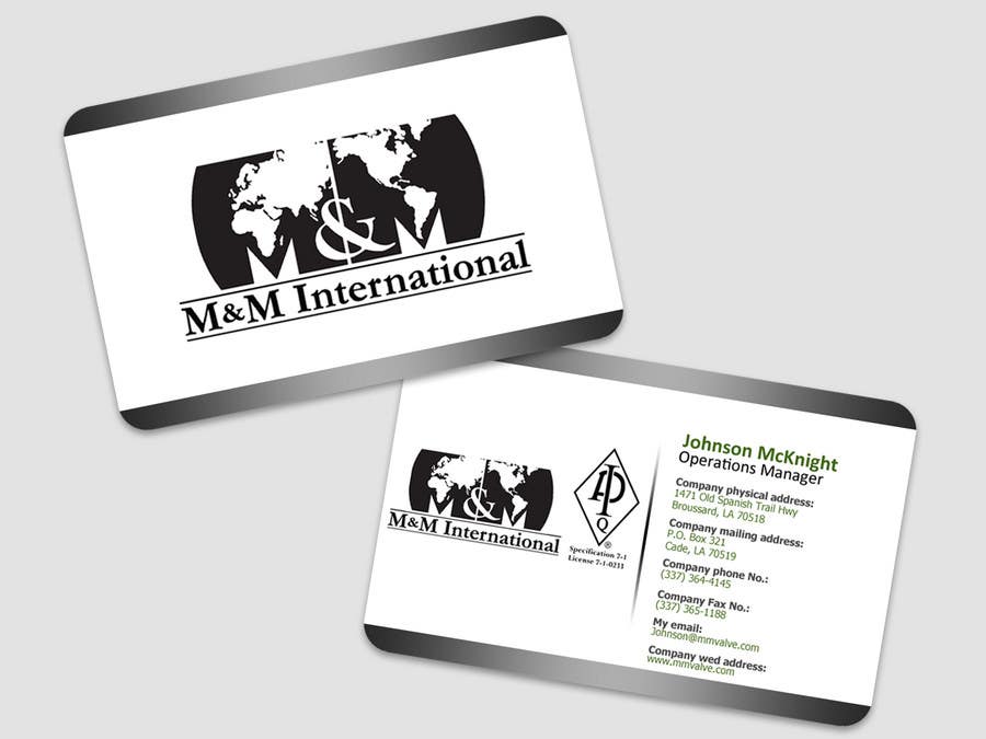 Participación en el concurso Nro.126 para                                                 Business Card Design for M&M International
                                            