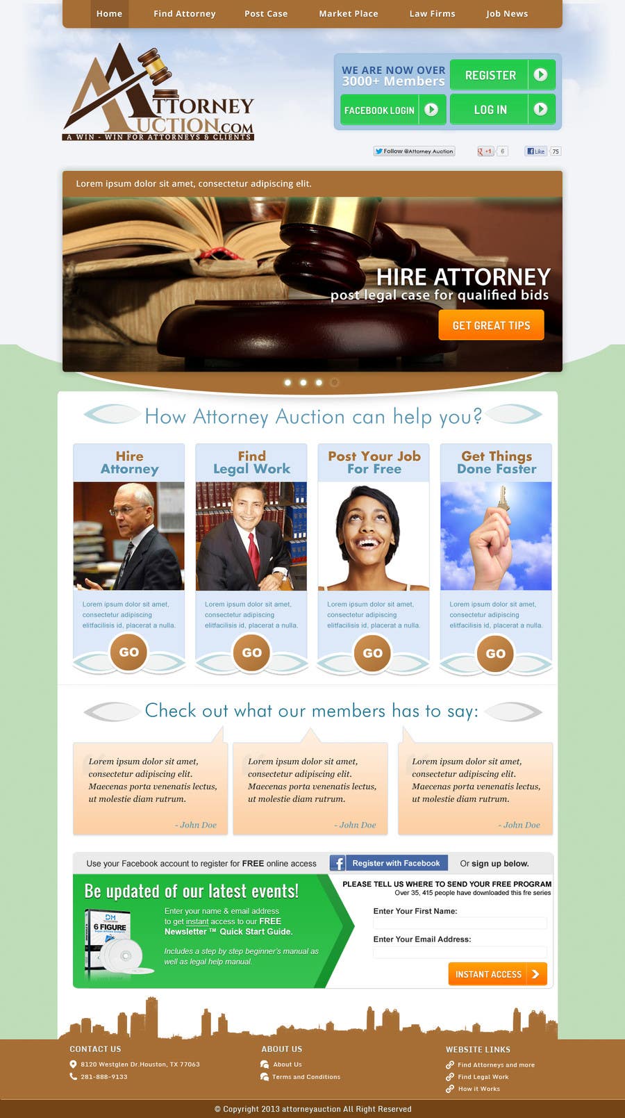 Penyertaan Peraduan #32 untuk                                                 Design a Website Mockup for AttorneyAuction.com
                                            