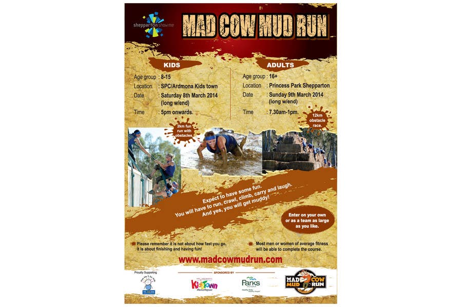 Penyertaan Peraduan #27 untuk                                                 Design a Flyer/Poster for Mad Cow Mud Run
                                            