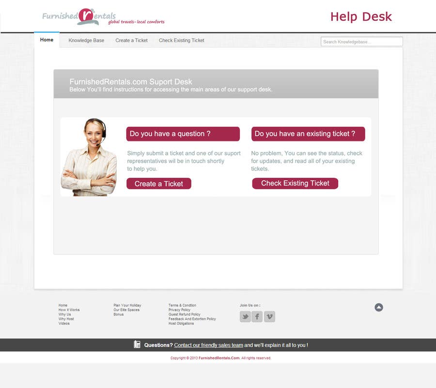 Kilpailutyö #2 kilpailussa                                                 Design a Website Mockup for simple help desk page
                                            