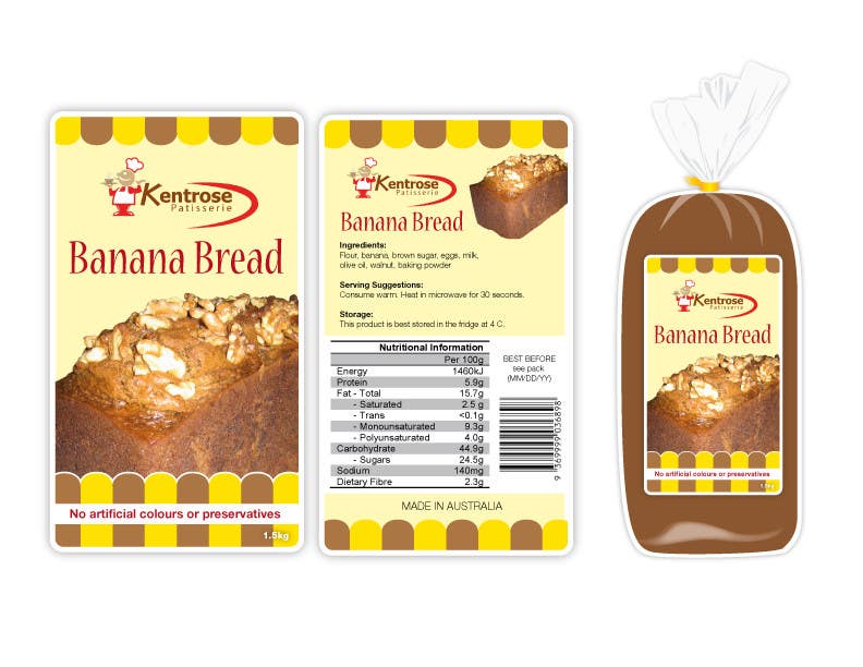 Bài tham dự cuộc thi #90 cho                                                 Banana bread packaging label design
                                            