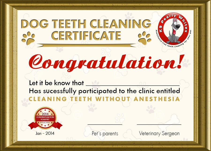 Entry #67 by RERTHUSI for Design A Dog Teeth Cleaning Certificate