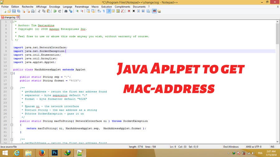 Proposition n°4 du concours                                                 Java Aplpet to get mac-address
                                            
