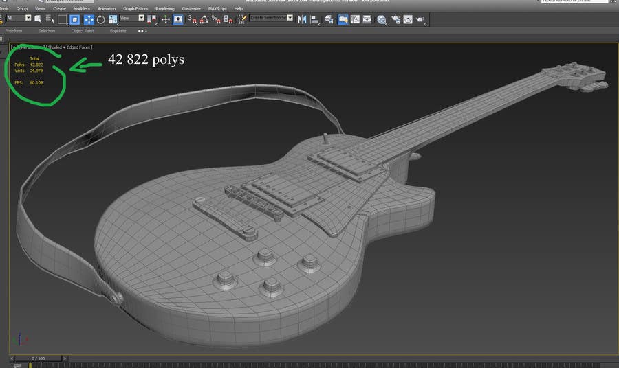 Contest Entry #12 for                                                 Autodesk Maya 3D Model an Epiphone Guitar
                                            