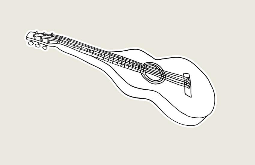 Kilpailutyö #22 kilpailussa                                                 B&W vector sketch drawing of a guitar from photo
                                            