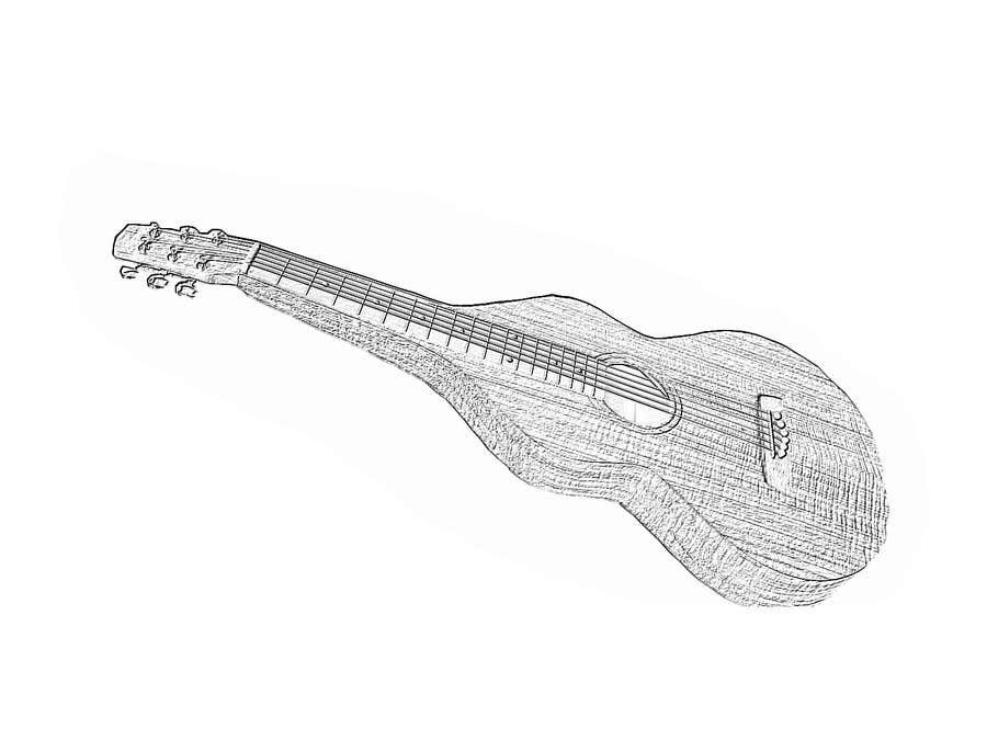 Kilpailutyö #36 kilpailussa                                                 B&W vector sketch drawing of a guitar from photo
                                            