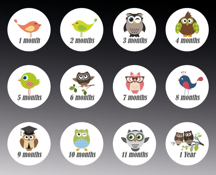 Participación en el concurso Nro.5 para                                                 create 12 animation for baby monthly stickers
                                            