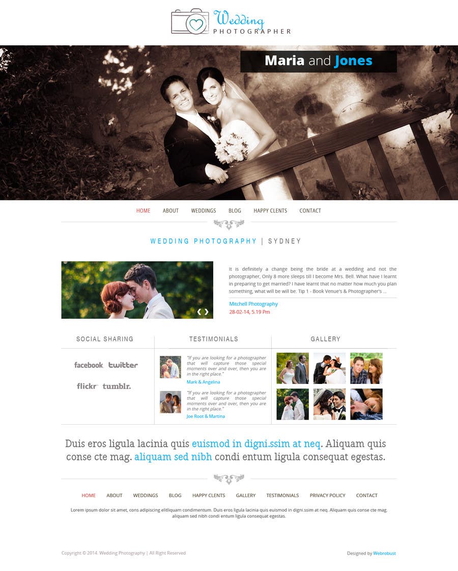 Proposition n°15 du concours                                                 Build a Website for Wedding Photographer
                                            