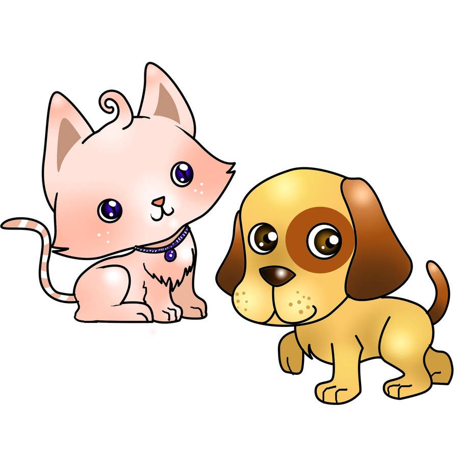 Kilpailutyö #7 kilpailussa                                                 Concept art for a virtual pet game: kitten and puppy
                                            