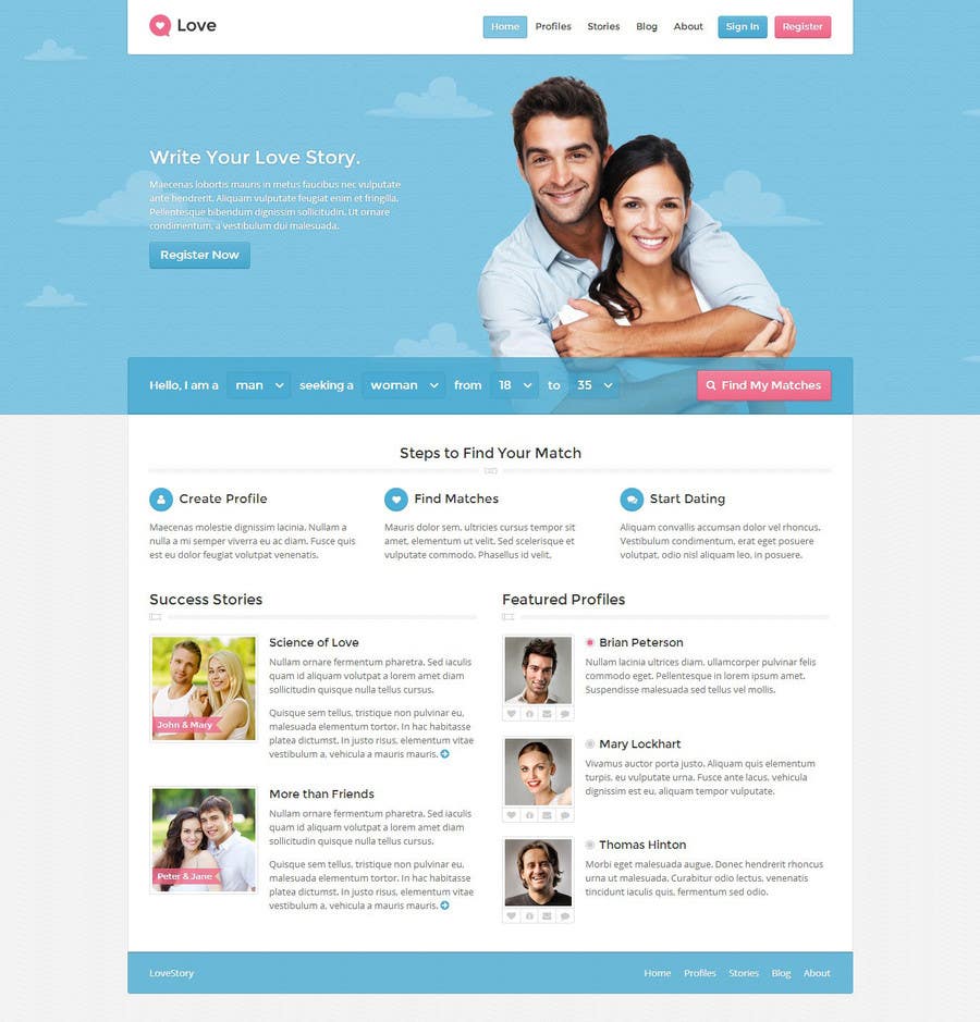 Kilpailutyö #3 kilpailussa                                                 design a high conversion homepage for datingsite
                                            