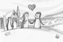 Proposition n° 20 du concours Graphic Design pour Drawing / cartoon for wedding invite with penguins near the surf