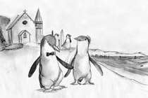 Proposition n° 47 du concours Graphic Design pour Drawing / cartoon for wedding invite with penguins near the surf