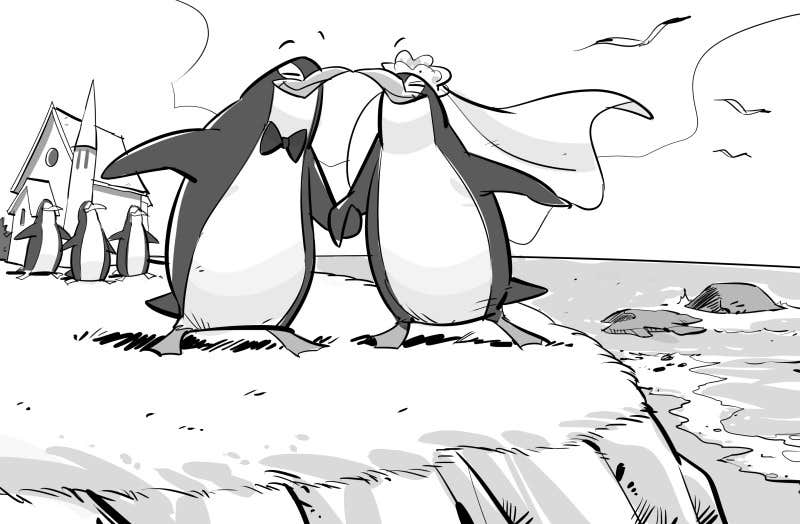 
                                                                                                                        Proposition n°                                            49
                                         du concours                                             Drawing / cartoon for wedding invite with penguins near the surf
                                        