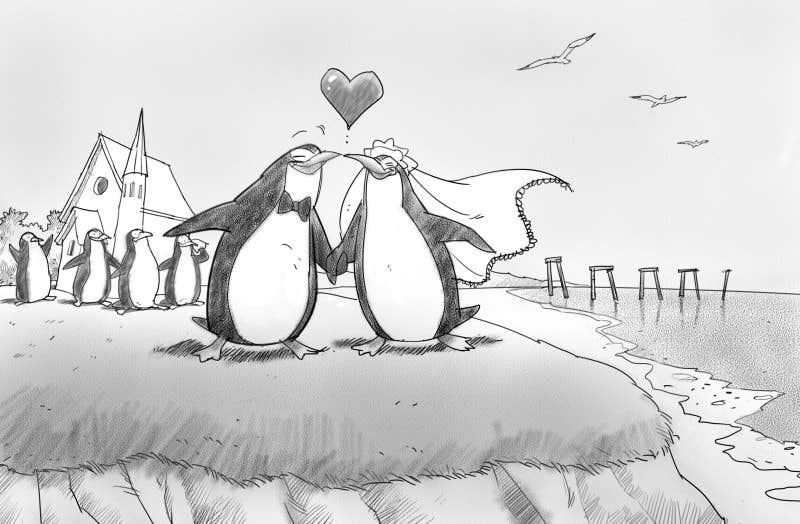 
                                                                                                                        Proposition n°                                            65
                                         du concours                                             Drawing / cartoon for wedding invite with penguins near the surf
                                        