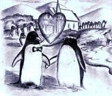 Proposition n° 38 du concours Graphic Design pour Drawing / cartoon for wedding invite with penguins near the surf
