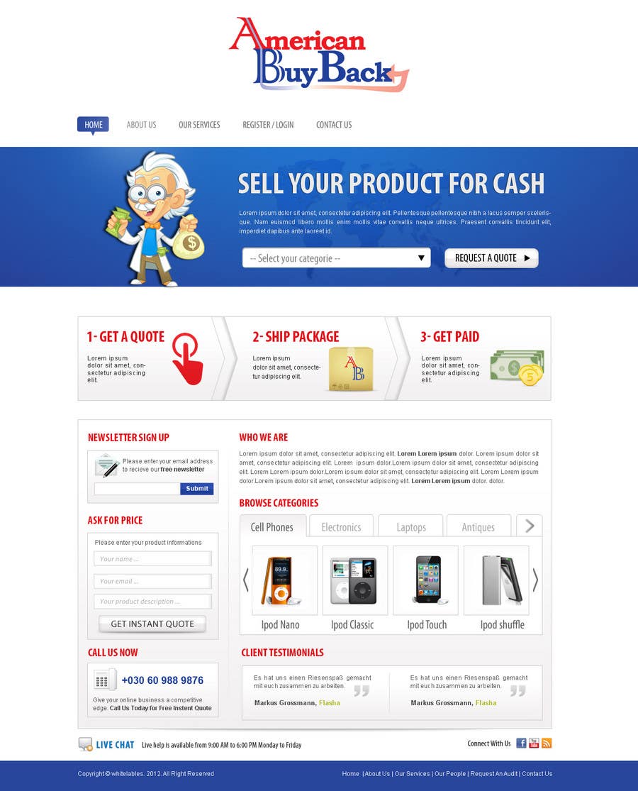 Kilpailutyö #113 kilpailussa                                                 Website Design for American Buy Back! Buying Electronics Antiques Gold and valuables Online w/Cash
                                            