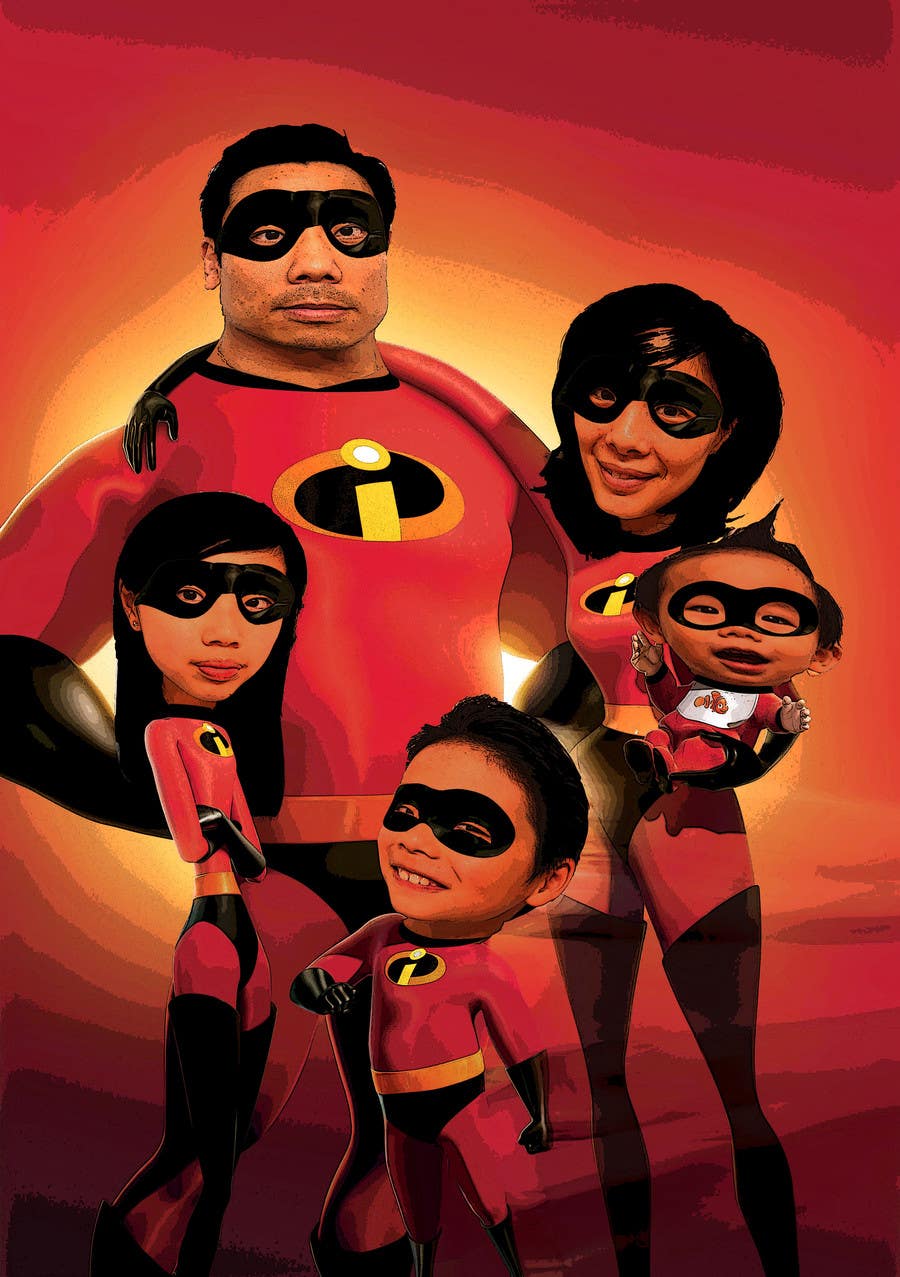 Contest Entry #7 for                                                 Photoshop a family picture for me  - The Incredibles
                                            