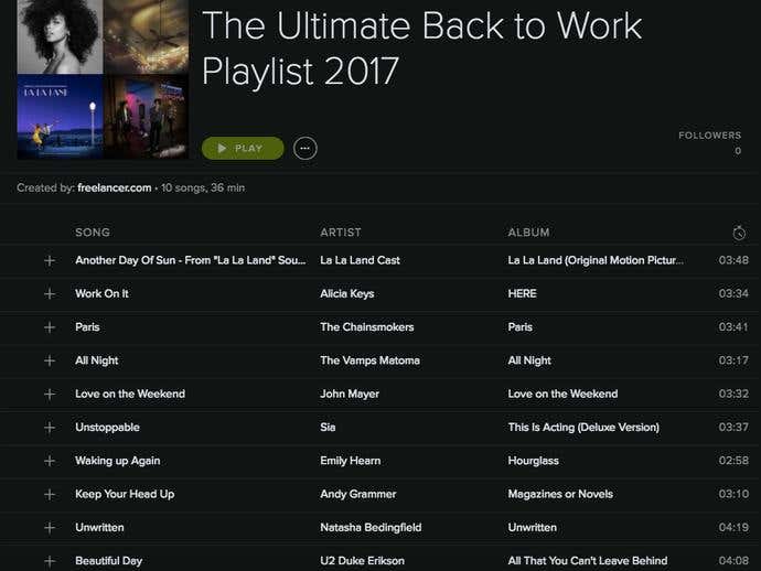 Freelancer Ultimate Back to Work Spotify Playlist 2017