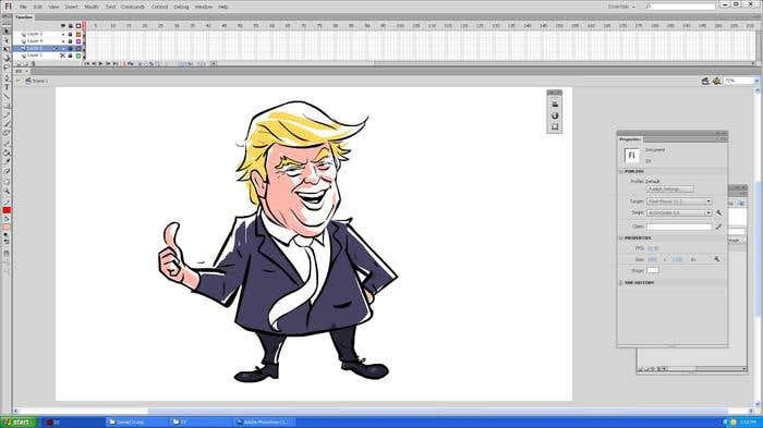 Step 9 of how to draw a caricature - adding colors to the body of your Donald Trump caricature