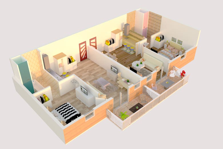 3D floor plan, 3d modeling, Interior & External, VRAY Render | Freelancer