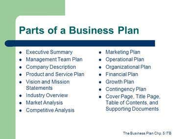 parts for a business plan