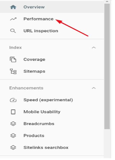 google search console performance tab